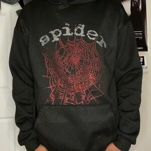 Black Rhinestone Spider Hoodie